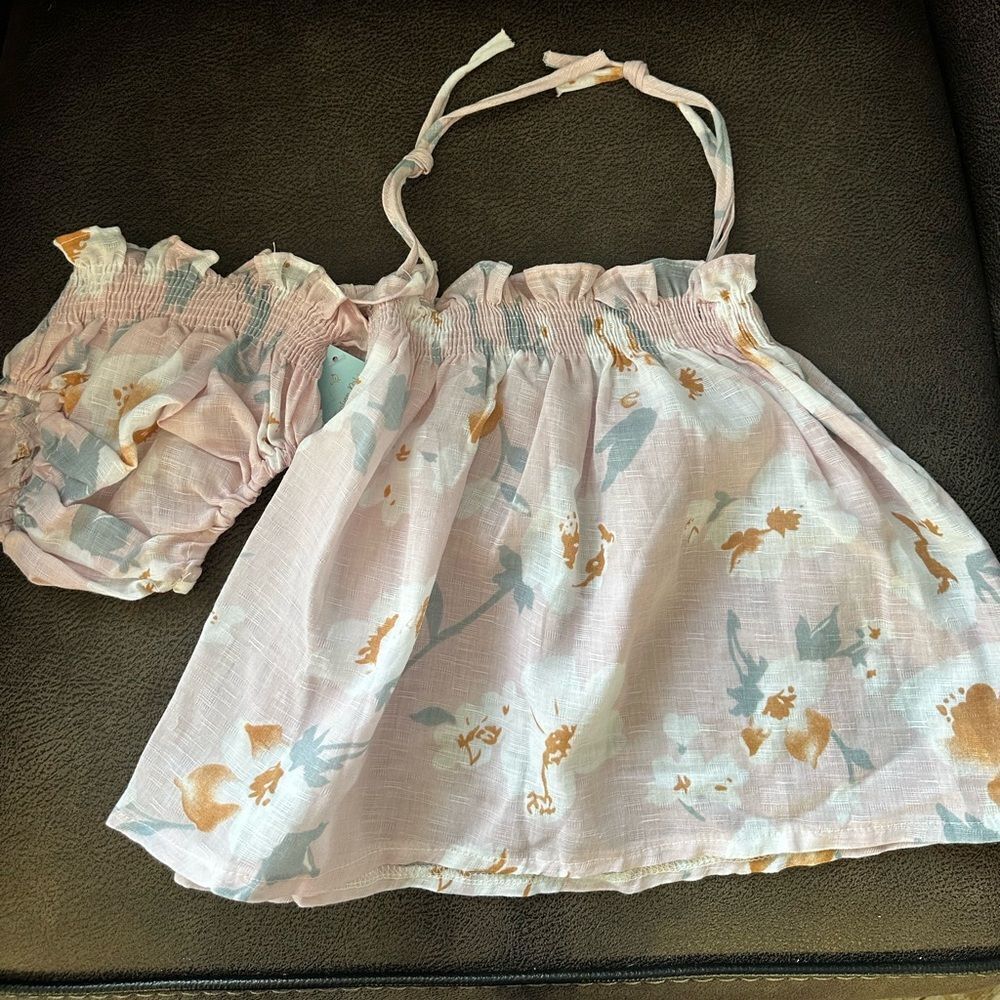 NEW Pink Floral Smocked Top/dress and Bloomers Set